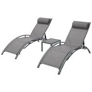 Detailed information about the product Gardeon 3PC Sun Lounge Outdoor Lounger Steel Table Chairs Patio Furniture Grey