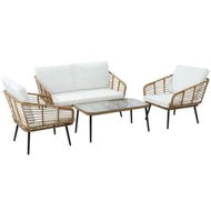 Detailed information about the product Gardeon 4-Piece Outdoor Sofa Set Rattan Lounge Setting Table Chairs