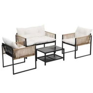 Detailed information about the product Gardeon 4 Seater Outdoor Sofa Set 4PCS Table Chair Set Garden Patio Furniture