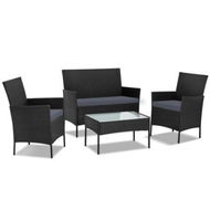 Detailed information about the product Gardeon 4 Seater Outdoor Sofa Set Wicker Setting Table Chair Furniture Black