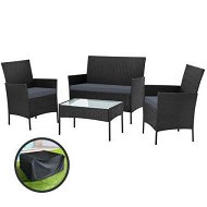 Detailed information about the product Gardeon 4 Seater Outdoor Sofa Set with Storage Cover Wicker Table Chair Black