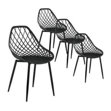 Gardeon 4PC Outdoor Dining Chairs PP Lounge Chair Patio Garden Furniture Black