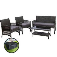 Detailed information about the product Gardeon 4PCS Outdoor Sofa Set with Storage Cover Wicker Harp Chair Table Grey