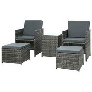 Detailed information about the product Gardeon 5PC Bistro Set Wicker Table and Chairs Ottoman Outdoor Furniture Grey