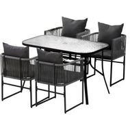 Detailed information about the product Gardeon 5PCS Outdoor Dining Set Table and Chairs Rope Patio Furniture Garden Black