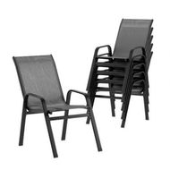 Detailed information about the product Gardeon 6PC Outdoor Dining Chairs Stackable Lounge Chair Patio Furniture Grey