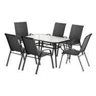 Detailed information about the product Gardeon 7PC Outdoor Dining Set Table and Chairs Patio Furniture Bistro Set Garden Black