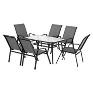 Detailed information about the product Gardeon 7PC Outdoor Dining Set Table and Chairs Patio Furniture Bistro Set Garden Grey