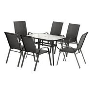 Detailed information about the product Gardeon 7PC Outdoor Dining Set Table and Chairs Patio Furniture Garden Bistro Set Black