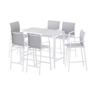Detailed information about the product Gardeon 7PCS Outdoor Bar Set Stools Dining Chairs Table Patio Steel Bistro Set White