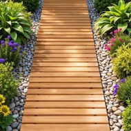 Detailed information about the product Gardeon 8FT Wooden Garden Pathway Roll-Out Straight Walkway Outdoor Backyard Brown