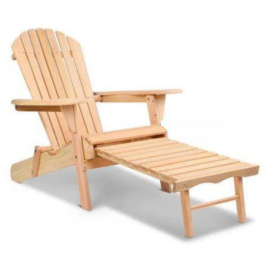 Gardeon Adirondack Outdoor Chairs Wooden Sun Lounge Patio Furniture Garden Natural