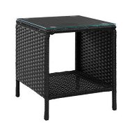Detailed information about the product Gardeon Coffee Side Table Wicker Desk Rattan Outdoor Furniture Garden Black