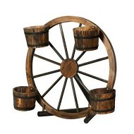 Detailed information about the product Gardeon Garden Decor Plant Stand Outdoor Ornament Wooden Wagon Wheel 80cm