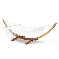 Detailed information about the product Gardeon Hammock Bed Outdoor Camping Garden Tassel Timber Hammock White