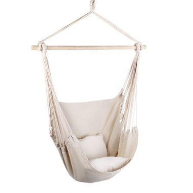 Gardeon Hammock Chair Outdoor Camping Hanging Hammocks Cushion Pillow Cream