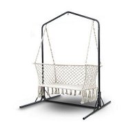 Detailed information about the product Gardeon Hammock Chair with Stand Macrame Outdoor Garden 2 Seater Cream