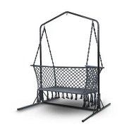 Detailed information about the product Gardeon Hammock Chair with Stand Macrame Outdoor Garden 2 Seater Grey