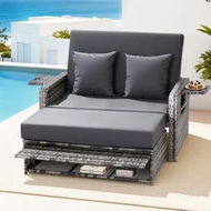 Detailed information about the product Gardeon Outdoor Day Bed Sun Lounge Setting Wicker Lounger Patio Furniture Grey