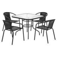 Detailed information about the product Gardeon Outdoor Dining Set 5 Piece Steel Stackable Chairs Table Patio Furniture