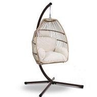 Detailed information about the product Gardeon Outdoor Egg Swing Chair Wicker Rope Furniture Pod Stand Cushion Latte