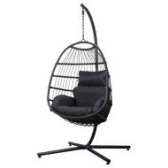 Detailed information about the product Gardeon Outdoor Egg Swing Chair Wicker Rope Furniture Pod Stand Foldable Grey