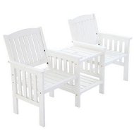 Detailed information about the product Gardeon Outdoor Garden Bench Loveseat Wooden Table Chairs Patio Furniture White
