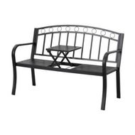 Detailed information about the product Gardeon Outdoor Garden Bench Seat Loveseat Steel Foldable Table Patio Furniture Black