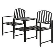 Detailed information about the product Gardeon Outdoor Garden Bench Seat Loveseat Steel Table Chairs Patio Furniture Black