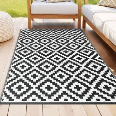 Gardeon Outdoor Rugs 120x180cm Large Carpet Reversible Area Mat PP Dual-Sided Patio Rug Cross