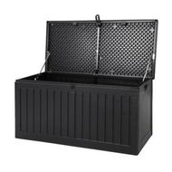 Detailed information about the product Gardeon Outdoor Storage Box 270L Container Lockable Garden Bench Tool Shed Black