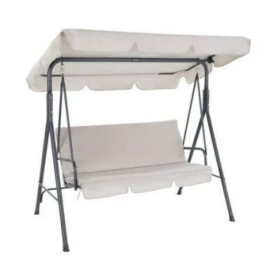 Gardeon Outdoor Swing Chair Garden Chair Bench Furniture Canopy 3 Seater Beige