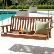 Detailed information about the product Gardeon Porch Outdoor Swing Chair Patio Furniture Wooden Bench 2 Seat Cup Holder
