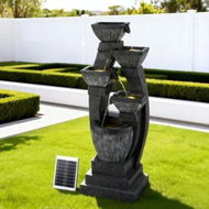 Detailed information about the product Gardeon Solar Fountain Water Feature Outdoor Fountain Indoor 5-Tier Bowl Cascading Grey