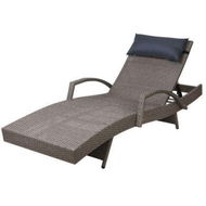 Detailed information about the product Gardeon Sun Lounge Wicker Lounger Outdoor Furniture Beach Armchair Adjustable Grey&Beige