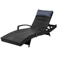 Detailed information about the product Gardeon Sun Lounge Wicker Lounger Outdoor Furniture Beach Chair Armrest Adjustable Black