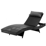 Detailed information about the product Gardeon Sun Lounge Wicker Lounger Outdoor Furniture Beach Chair Garden Adjustable Black