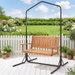 Gardeon Wooden 2-Seater Outdoor Swing Chair with Black Stand Hanging Chair Patio Furniture. Available at Crazy Sales for $319.95