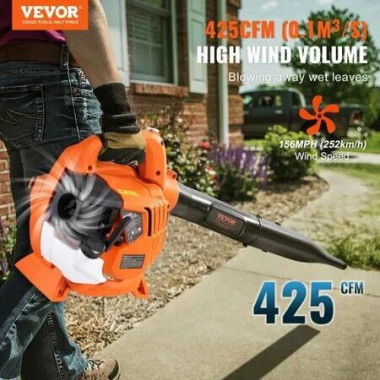 Gas Leaf Blower, 26CC 2-Cycle Handheld Leaf Blower with A Fuel Tank, 2-in-1Gas-powered Blower 425CFM Air Volume 156MPH Speed, Ideal for Lawn Care, Leaf Cleaning, and Snow Removal