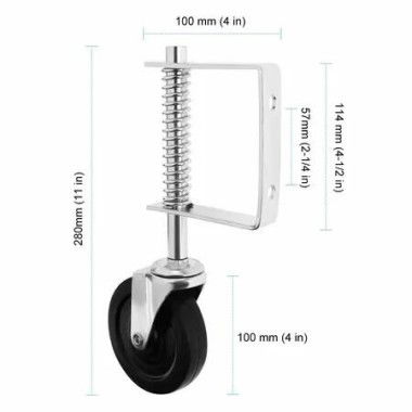 Gate Caster Wheels 2 Pcs 4 Inch Heavy Duty Spring Loaded 220lbs Fence Roller Durable Outdoor Mobility