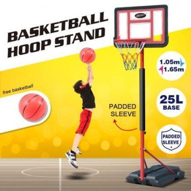 Genki 1.05-1.65m Kid Portable Basketball Hoop Stand Backboard Net Ring Ball Set.