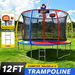 Genki 12ft Trampoline Kids Jumping Bounce Rebounder with Basketball Hoop Ladder Enclosure Indoor Outdoor Round. Available at Crazy Sales for $349.88