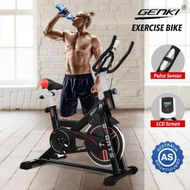 Detailed information about the product Genki Exercise Bike Stationary Spin Bicycle Indoor Cycling Trainer Home Gym Workout Pedal Training Exerciser Machine Adjustable Resistance LCD Monitor