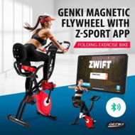 Detailed information about the product Genki Folding Exercise Spin X-Bike Magnetic Indoor Cycling Upright Recumbent Bicycle 100 Levels LCD App Bluetooth