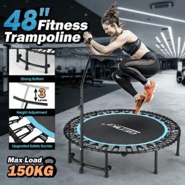 Genki Mini Trampoline Foldable Rebounder Jumping Rebounding Exercise Bungee Workout Fitness Equipment Home Gym 48 Inch