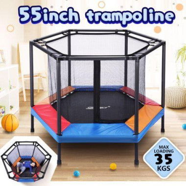 Genki Trampoline Rebounder Kids Safety Net Indoor Rebounding Jumping Pad Handle Outdoor