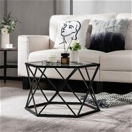 Detailed information about the product Geometric Coffee Table with Tempered Glass Top & Metal Legs