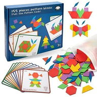 Detailed information about the product Geometric Shapes Tangrams Wooden Puzzle Toy,155 Pieces Wooden Pattern Blocks,Wooden Intelligence Puzzle,Montessori Educational Toy,Gifts For Children