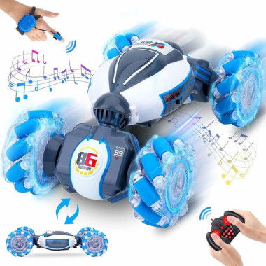 Gesture Sensing RC Stunt Car Toy For 6-12 Year Old Boys And Girls. Best Birthday Gift For Kids. H-Controlled Spinning Cars And 2.4GHz Remote Control (Blue).