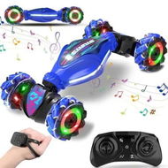 Detailed information about the product Gesture Sensing RC Stunt Car Toys for Boys Girls, 2.4GHz 4WD Hand-Controlled Remote Control Twist Car with Lights Music (Blue)